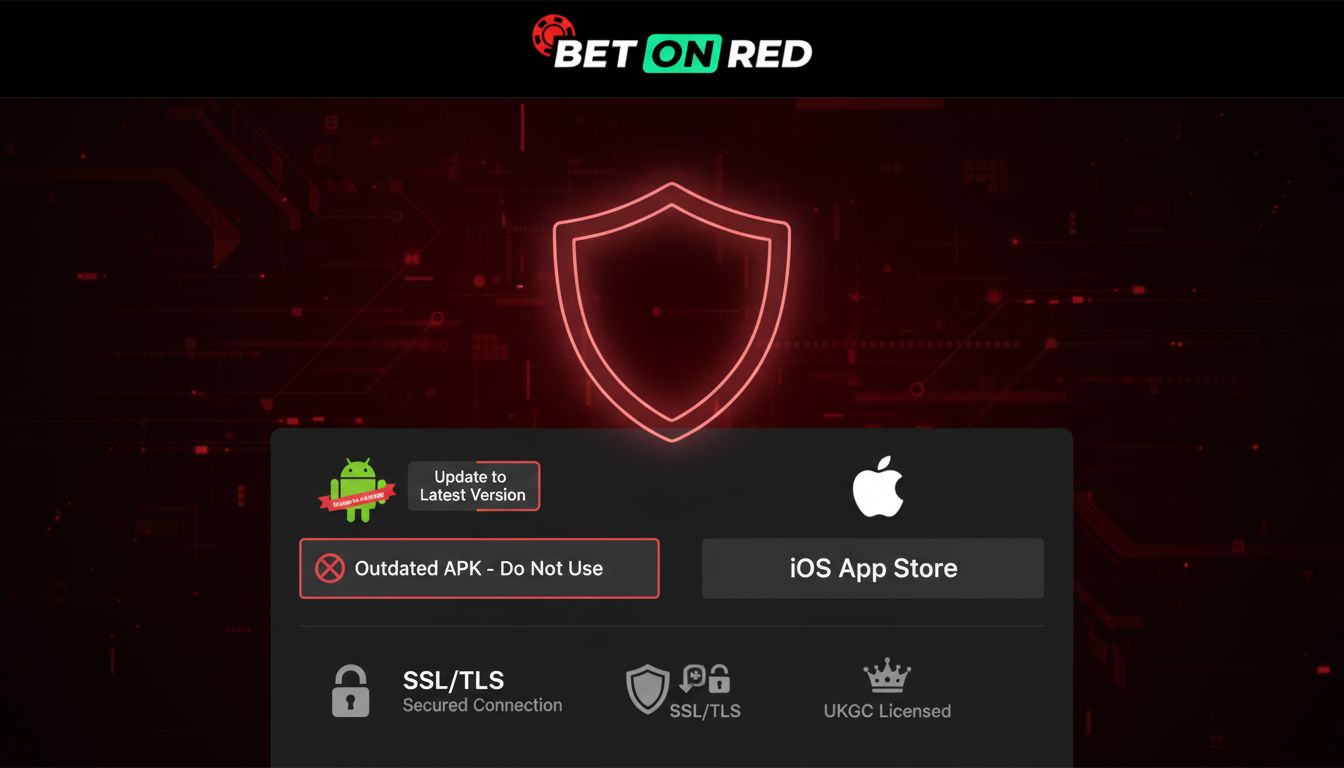 Alt: Betonred Casino app promoting security updates and SSL protection